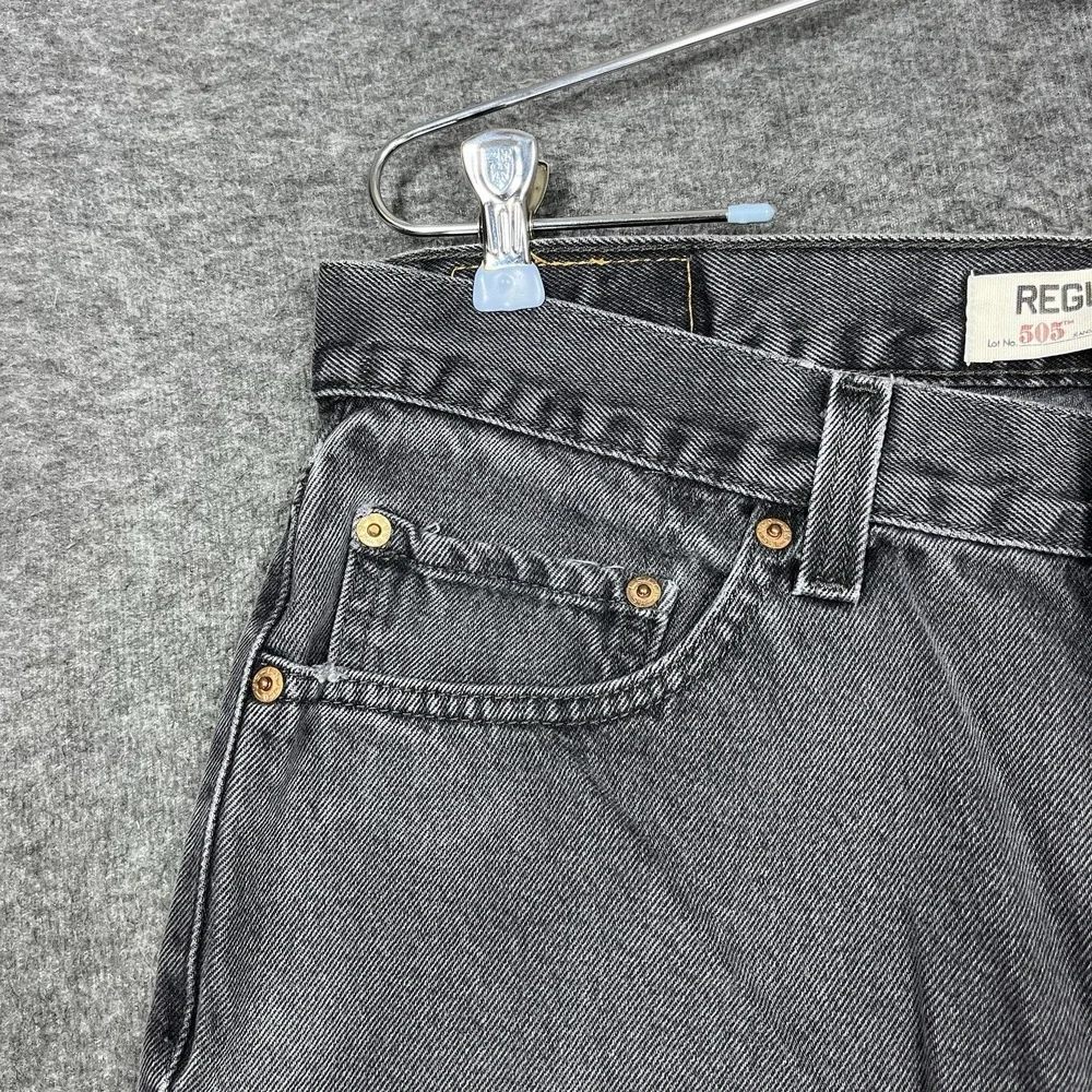 Vintage Y2K Levis 505 Jeans Mens 34x34‎ Black Straight Faded distressed